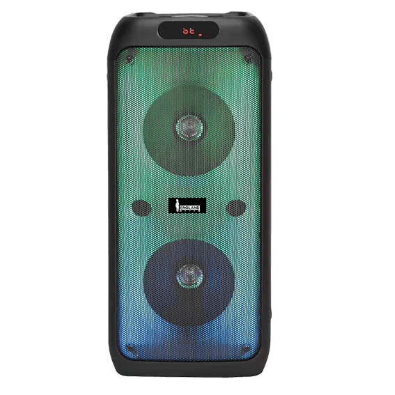 CAJA AMPLIFICADA CON BATERIA 2X8 PULG., 28.000W PMOP, REPRODUCTOR ANALOGICO DIGITAL,ENTRAJA JACK 1/4, 3.5MM, BASS & TREBLE, LUZ LED RGB, INCLUYE UN MICROFONO