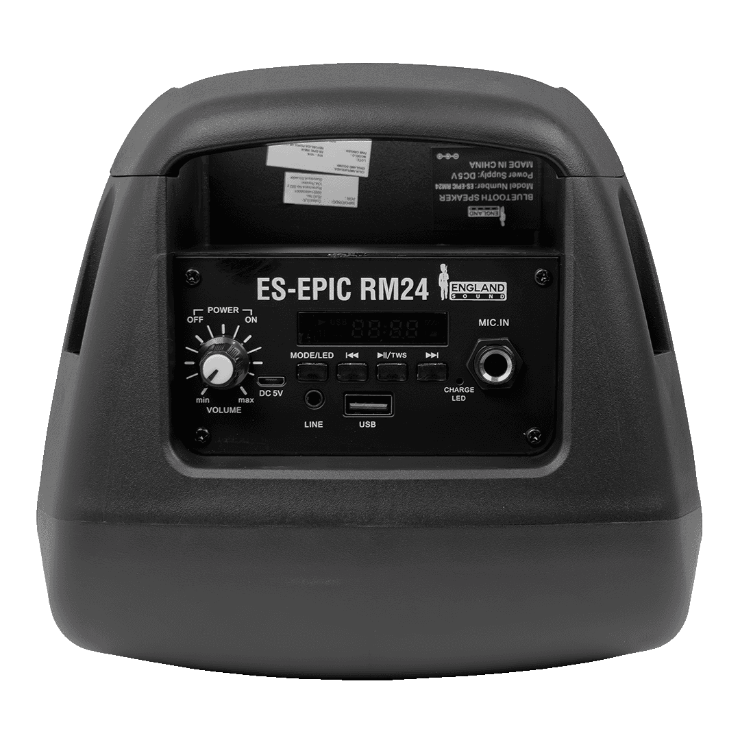 CAJA AMPLIFICADA CON BATERIA 2X4 PULG., 20.000W PMOP, REPRODUCTOR ANALOGICO DIGITAL, ENTRAJA JACK 1/4, 3.5MM, BASS & TREBLE, LUZ LED RGB, INCLUYE UN MICROFONO - Miniatura 3