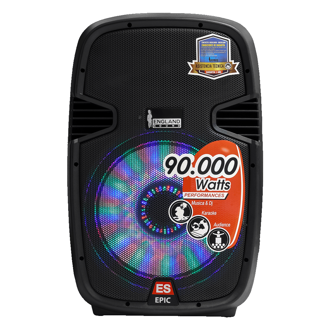 CAJA AMPLIFICADA 15 PULG., 180.000W PMOP,  1 MIC 1/4 Y XLR, BASS & TREBLE, ENTRADA  XLR, RCA, SALIDA XLRS Y SPEAKON INCLUYE MICROFONO Y PEDESTAL - Miniatura 2