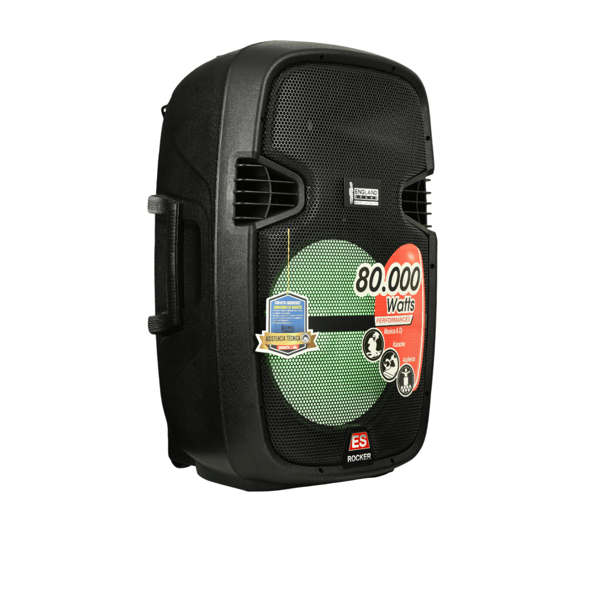 CAJA AMPLIFICADA 15 PULG., 160.000W PMOP,  1 MIC 1/4 Y XLR, BASS & TREBLE, ENTRADA  XLR, RCA, SALIDA XLRS Y SPEAKON INCLUYE MICROFONO Y PEDESTAL - Miniatura 2