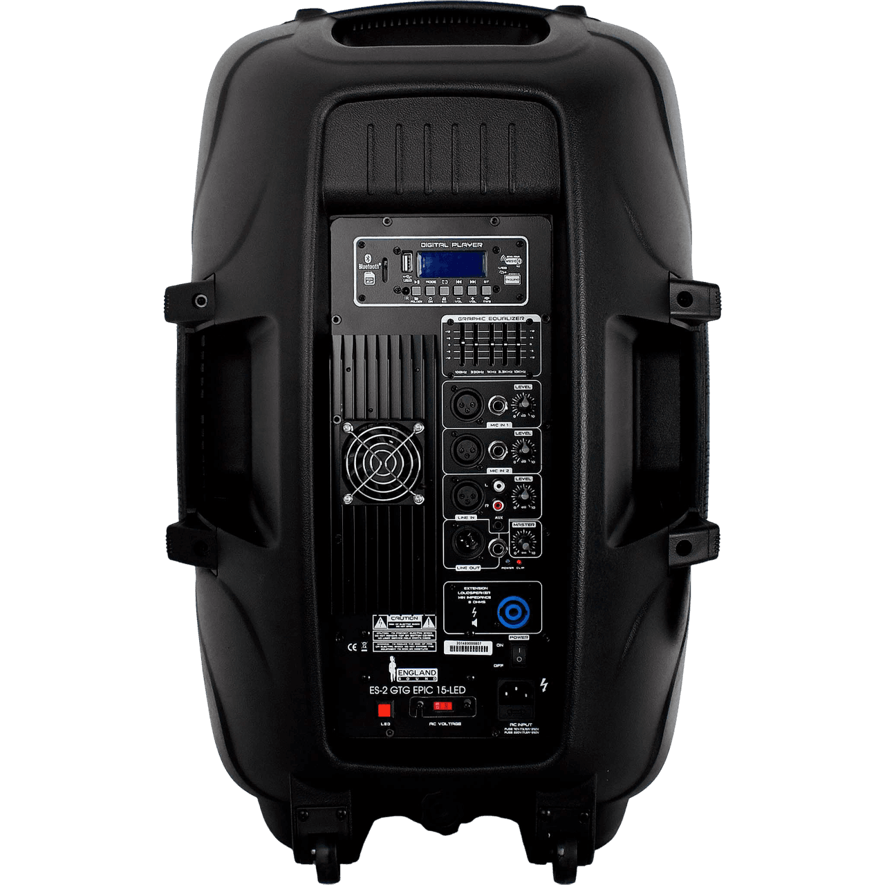 CAJA AMPLIFICADA 15 PULG., 95.000W PMOP, 1 MIC 1/4 Y XLR, EQ 5 BANDAS, ENTRADA  XLR, RCA, SALIDA XLRS Y SPEAKON INCLUYE MICROFONO Y PEDESTAL - Miniatura 3