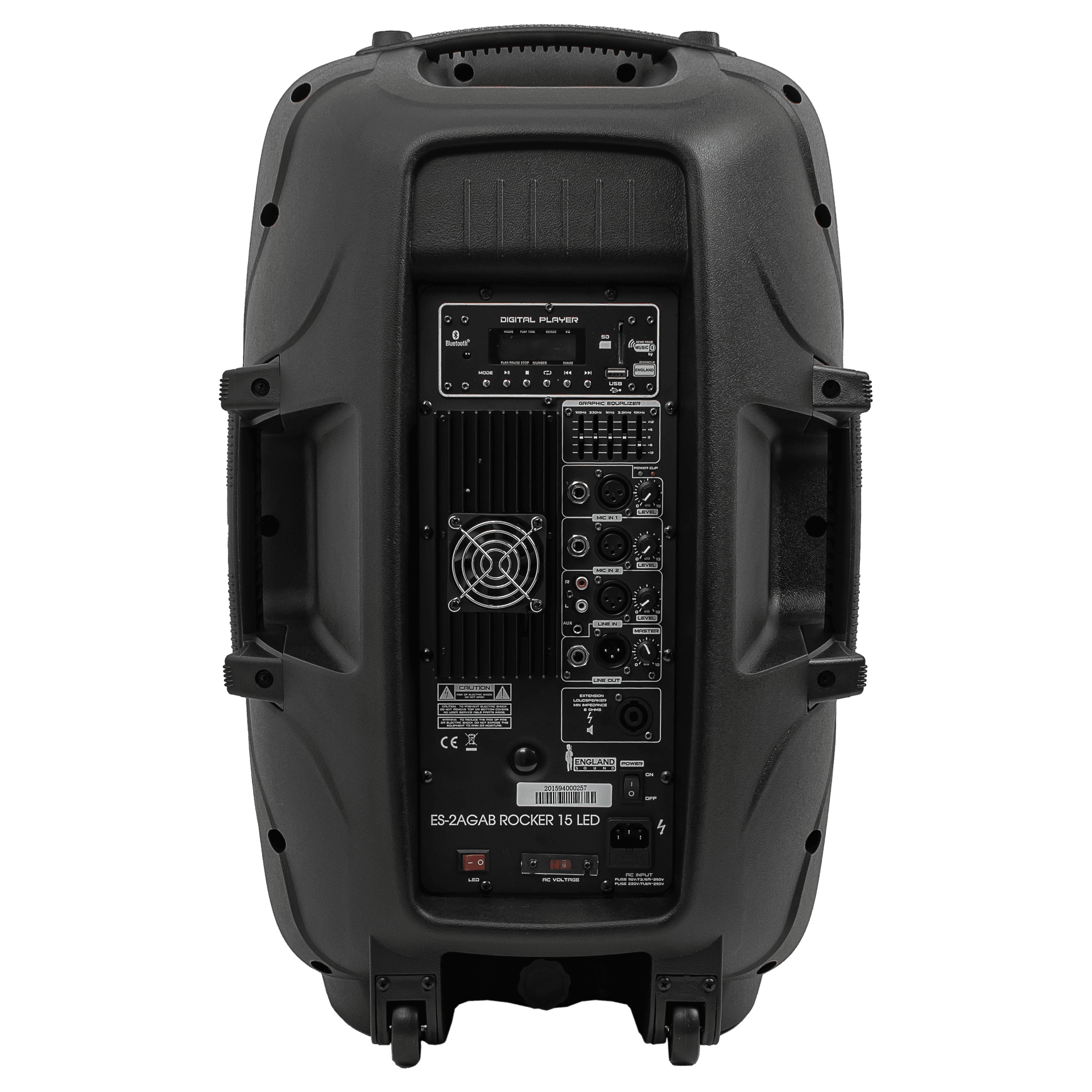 CAJA AMPLIFICADA 15 PULG., 250.000W PMOP, 1 MIC 1/4 Y XLR, EQ 5 BANDAS, ENTRADA  XLR, RCA, SALIDA XLRS Y SPEAKON INCLUYE MICROFONO Y PEDESTAL - Miniatura 3