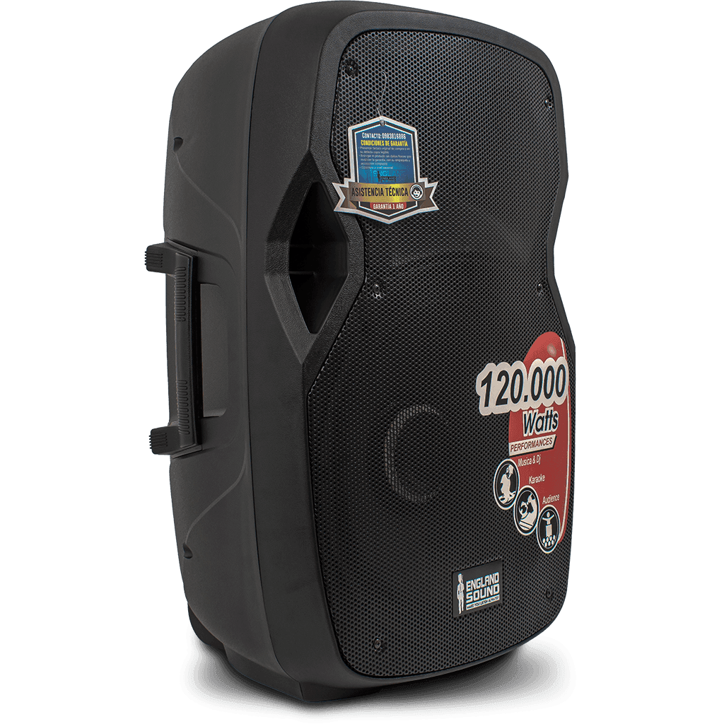 CAJA AMPLIFICADA 15 PULG., 120.000W PMOP, 2 MIC 1/4 Y XLR, EQ 5 BANDAS, ENTRADA  XLR, RCA, SALIDA XLRS Y SPEAKON INCLUYE MICROFONO Y PEDESTAL - Miniatura 4