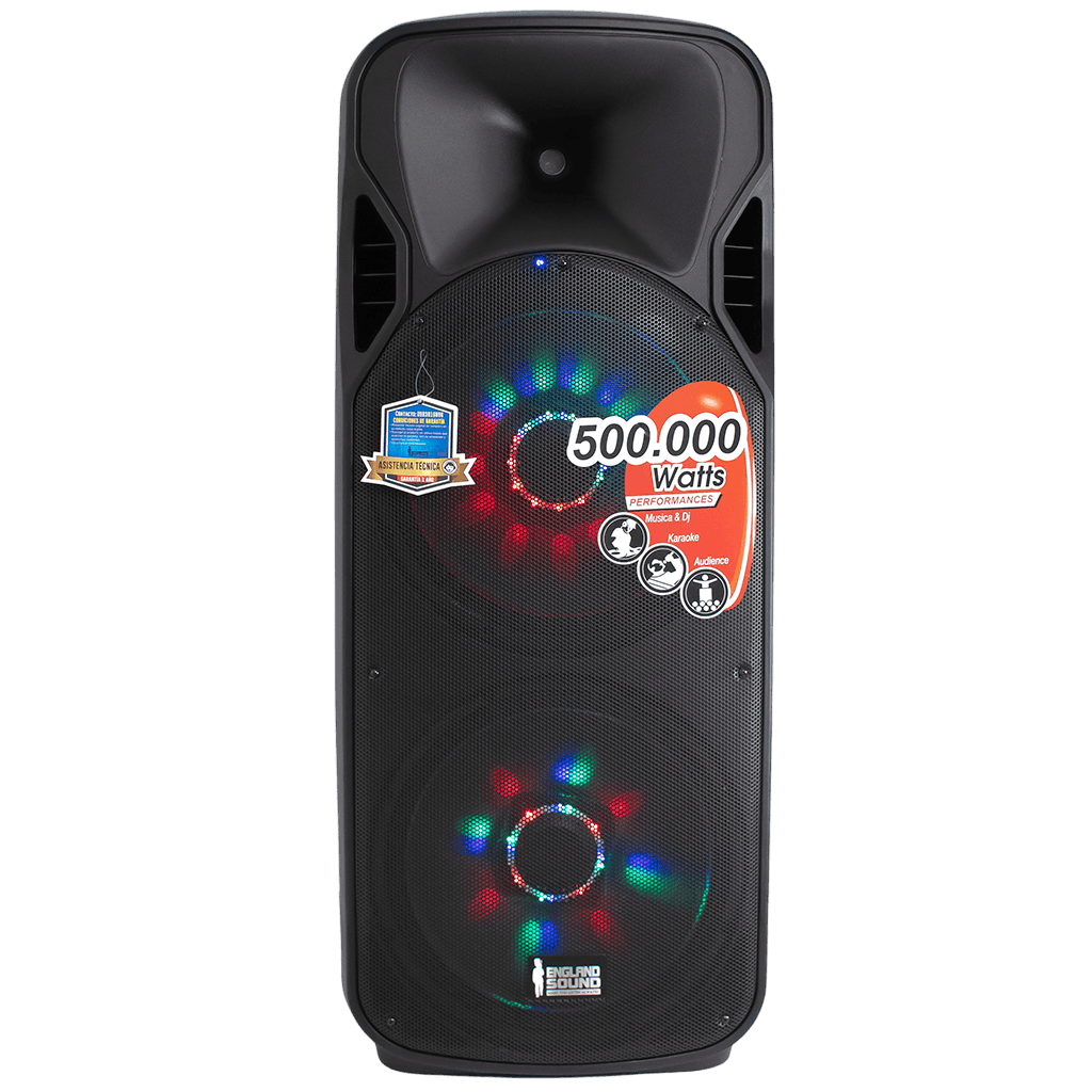 CAJA AMPLIFICADA 2X15 PULG., 800.000W PMOP, 2 MIC 1/4 Y XLR, EQ 5 BANDAS, ENTRADA  XLR, RCA, SALIDA XLRS Y SPEAKON INCLUYE MICROFONO - Miniatura 2