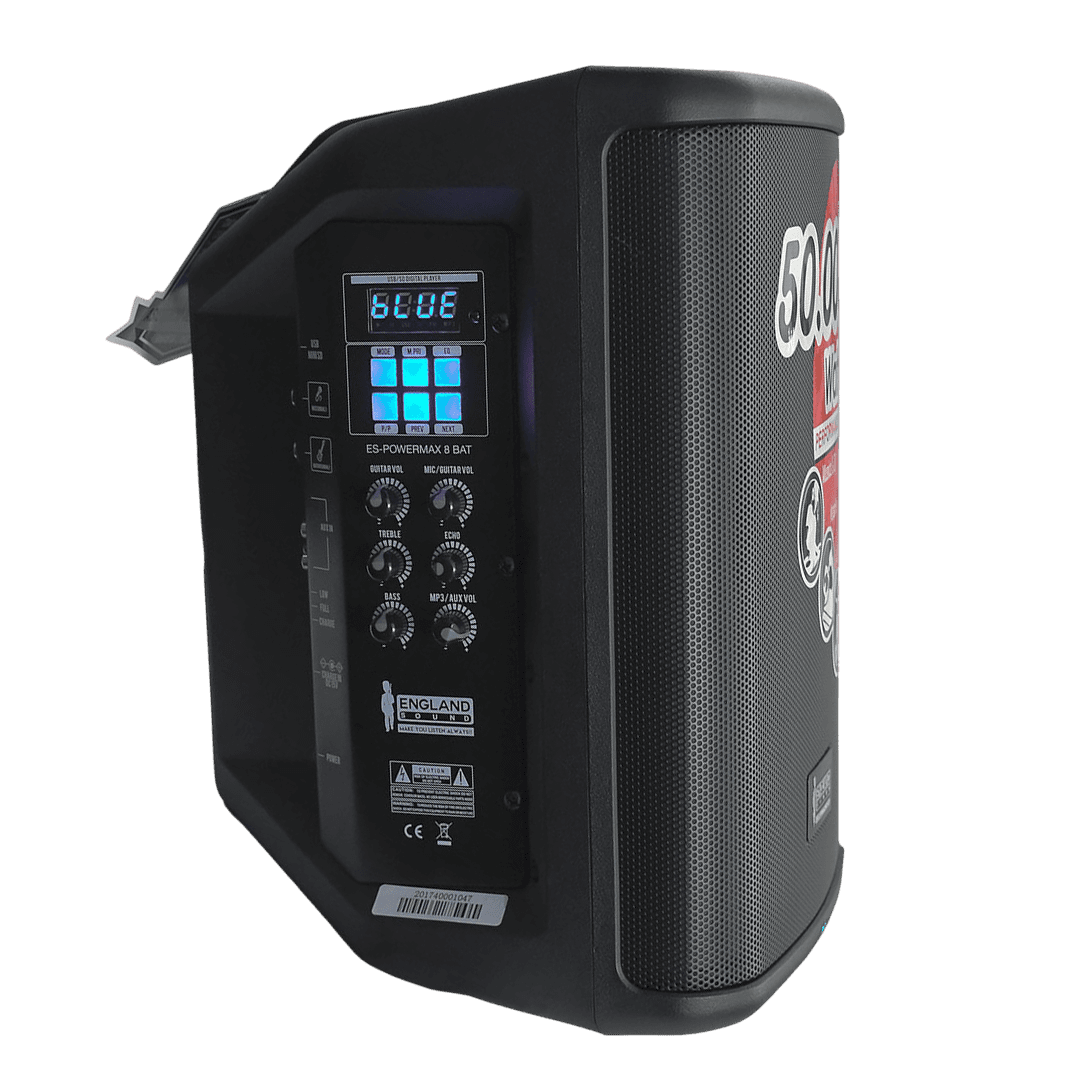 CAJA AMPLIFICADA 8 PULG., 100W RMS, REPRODUCTOR ANALOGICO DIGITAL,ENTRADA JACK 1/4, 3.5MM, EQ BASS & TREBLE, BATERIA  12V 4.5A - Miniatura 3