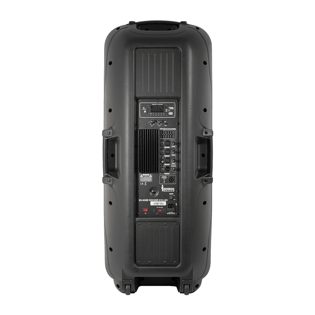 CAJA AMPLIFICADA 2X15 PULG., 450.000W PMOP, BT, USB, SD, INCLUYE 2 MICROFONOS VHF - Miniatura 3