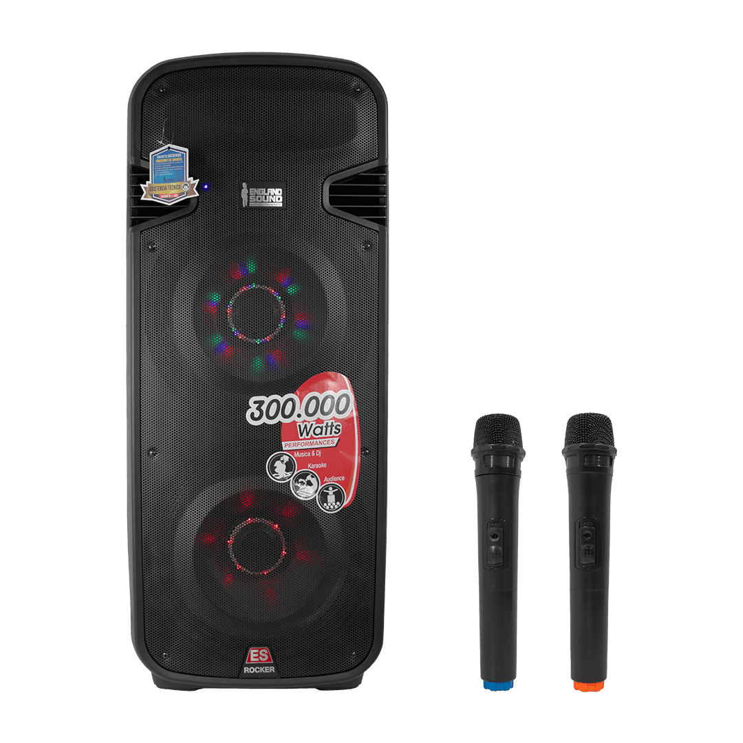 CAJA AMPLIFICADA 2X15 PULG., 450.000W PMOP, BT, USB, SD, INCLUYE 2 MICROFONOS VHF - Miniatura 8