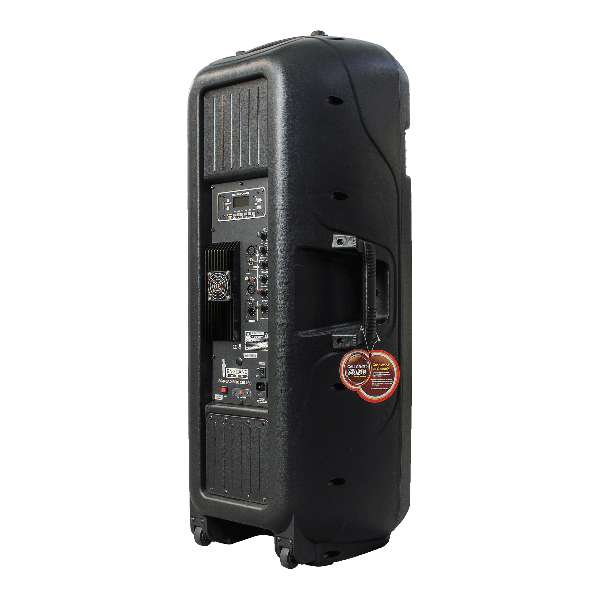 CAJA AMPLIFICADA 2X15 PULG., 400.000W PMOP, 2 MIC 1/4 Y XLR, EQ 5 BANDAS, ENTRADA  XLR, RCA, SALIDA XLRS Y SPEAKON INCLUYE MICROFONO - Miniatura 6