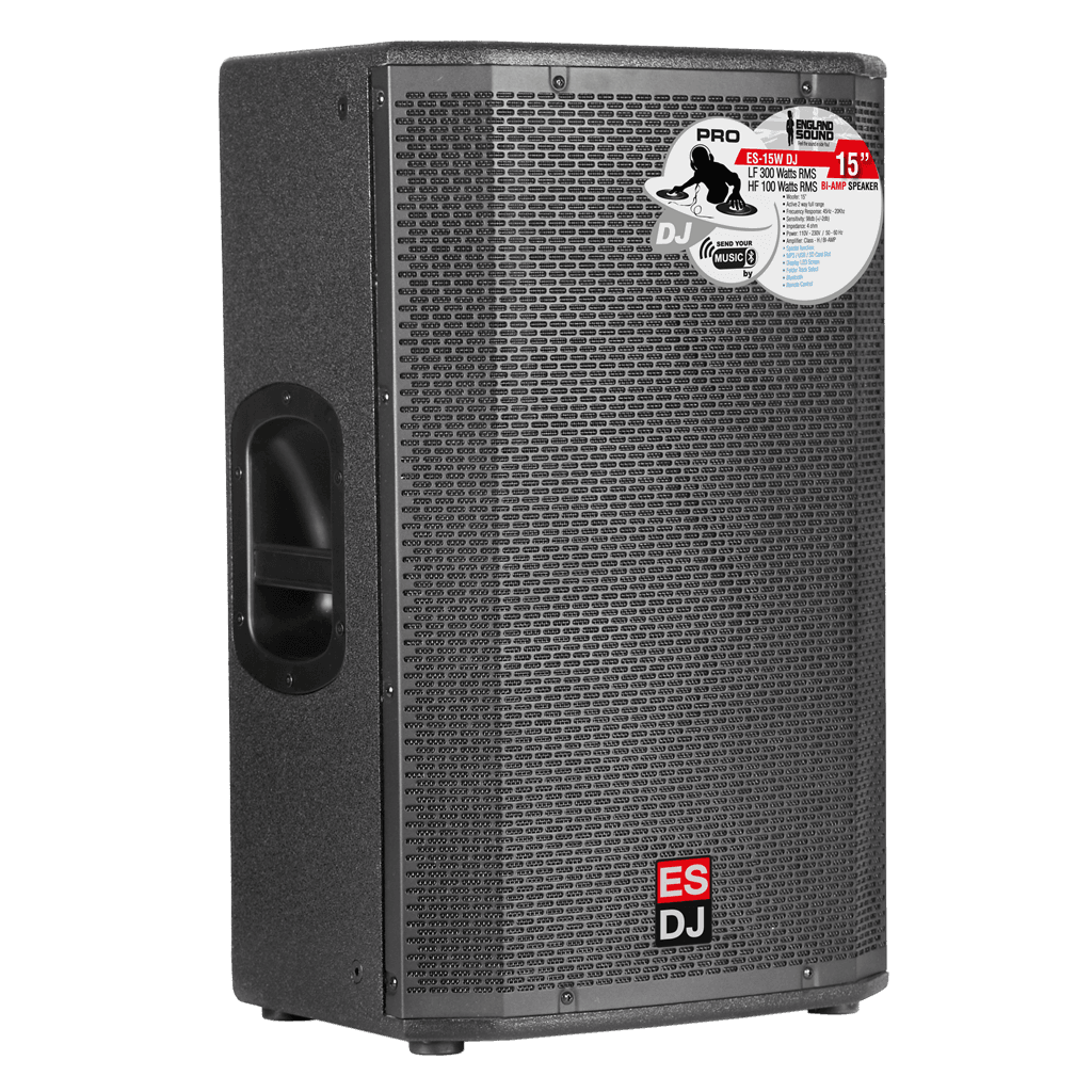 CAJA BI-AMPLIFICADA 15 PULG., 550W RMS LF/100W RMS HF, BT, USB, SD