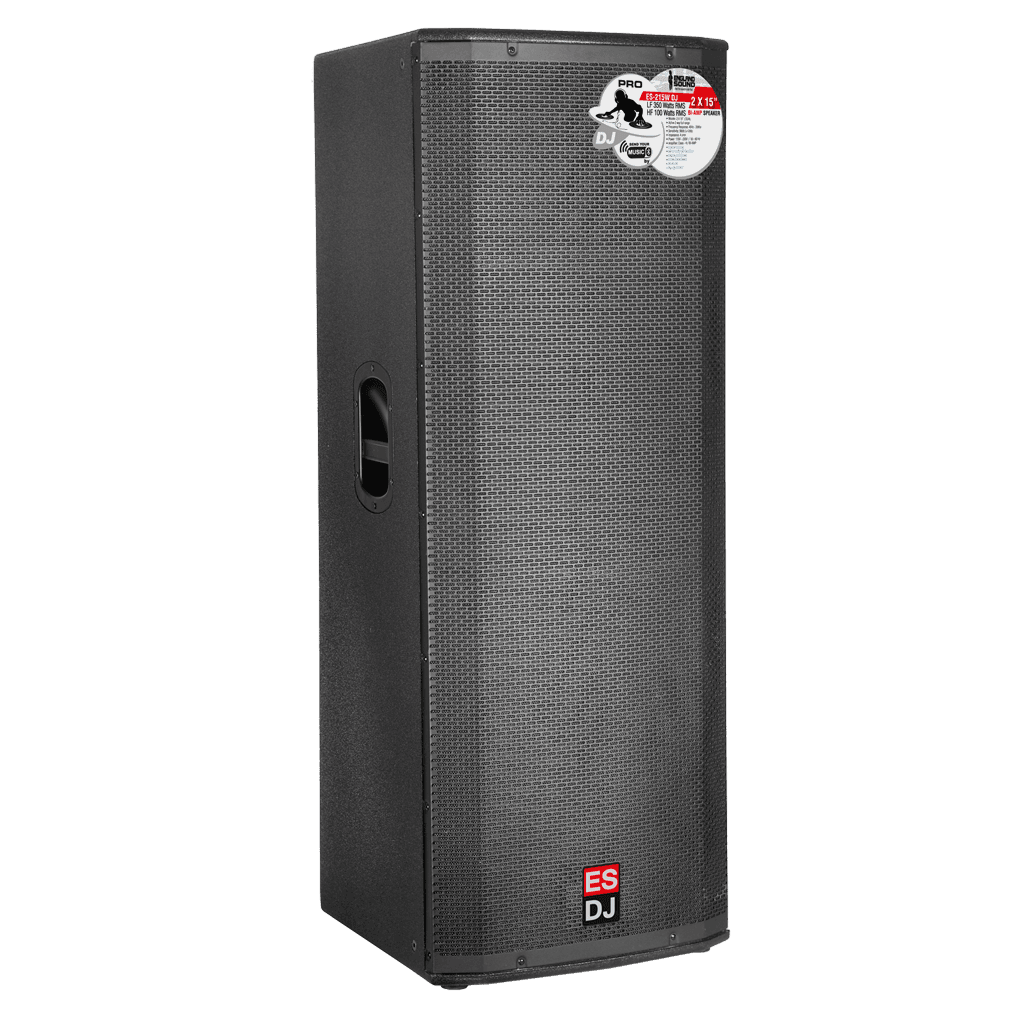 CAJA BI-AMPLIFICADA 2X15 PULG., 1200W RMS LF/300W RMS HF, BT, USB, SD