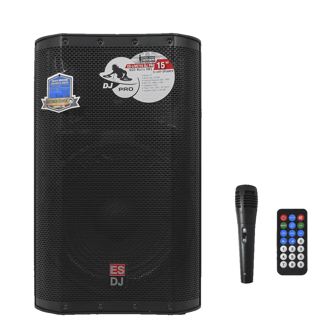 CAJA BI-AMPLIFICADA 15 PULG., 1600W RMS LF/200W RMS HF, BT, TWS, USB, SD, INCLUYE UN MICROFONO - Miniatura 10