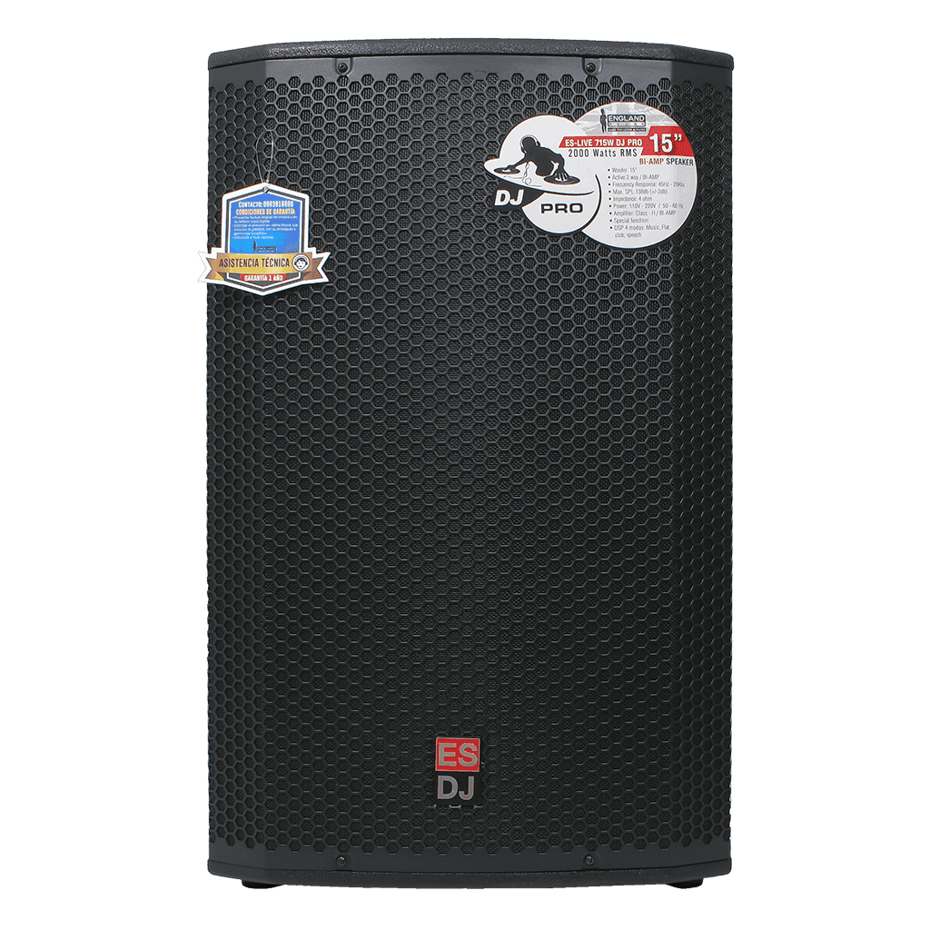 CAJA BI-AMPLIFICADA 15 PULG., 1800W RMS LF/200W RMS HF, BT, USB, SD,TWS, INCLUYE UN MICROFONO