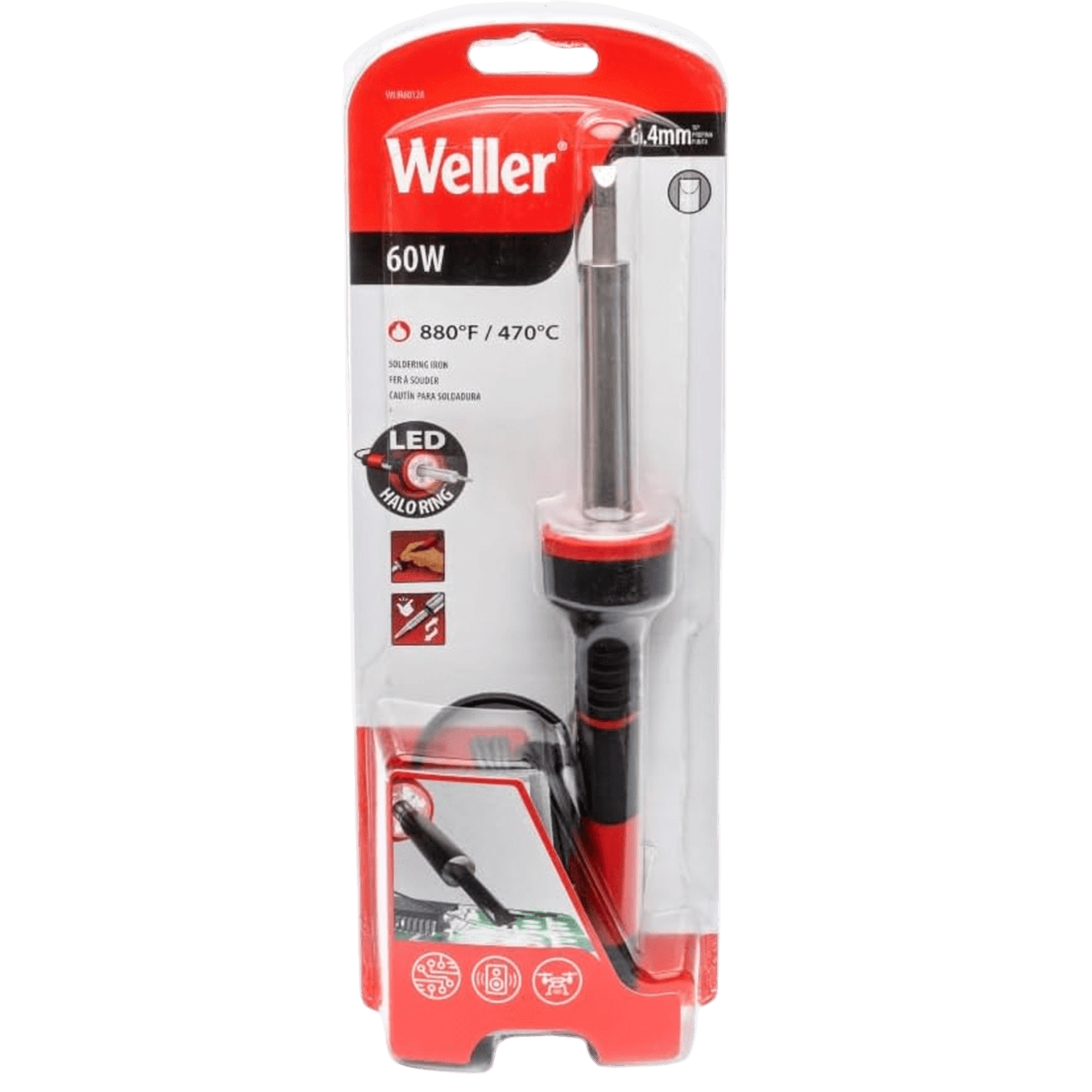 CAUTIN WELLER, 60 WATTS, PUNTA FINA, TIPO LAPIZ CON 3 LED DE ILUMINACION - Miniatura 2