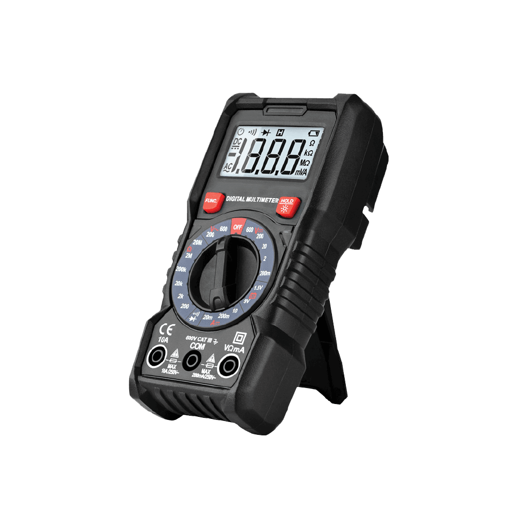 MULTIMETRO DIGITAL, BUZZER, CON PROTECTOR PLASTICO