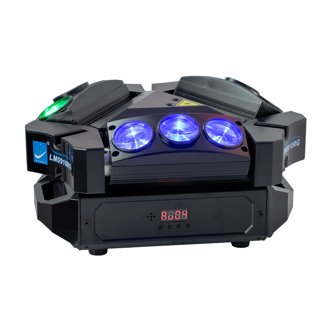 LUZ SPIDER LED/LASER, RGBW/RG, 9LEDX10W/120MW, DMX-512 19/51CH - Miniatura 2