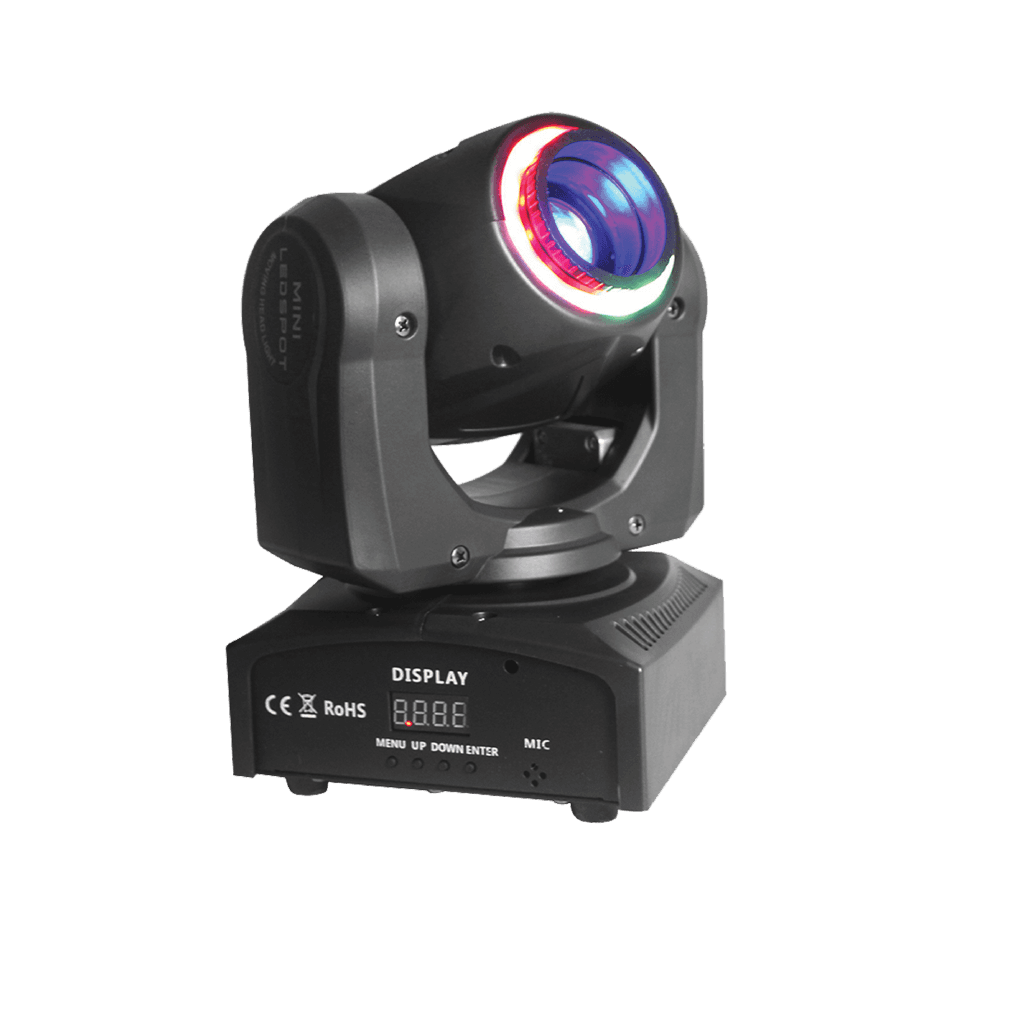 LUZ ROBOTICA CON RING LED, RGB, 7+1 GOBOS/12LED, 40W, EFECTO CALEIDOSCOPIO, 7+1 PATRONES, DMX-512 10/12CH