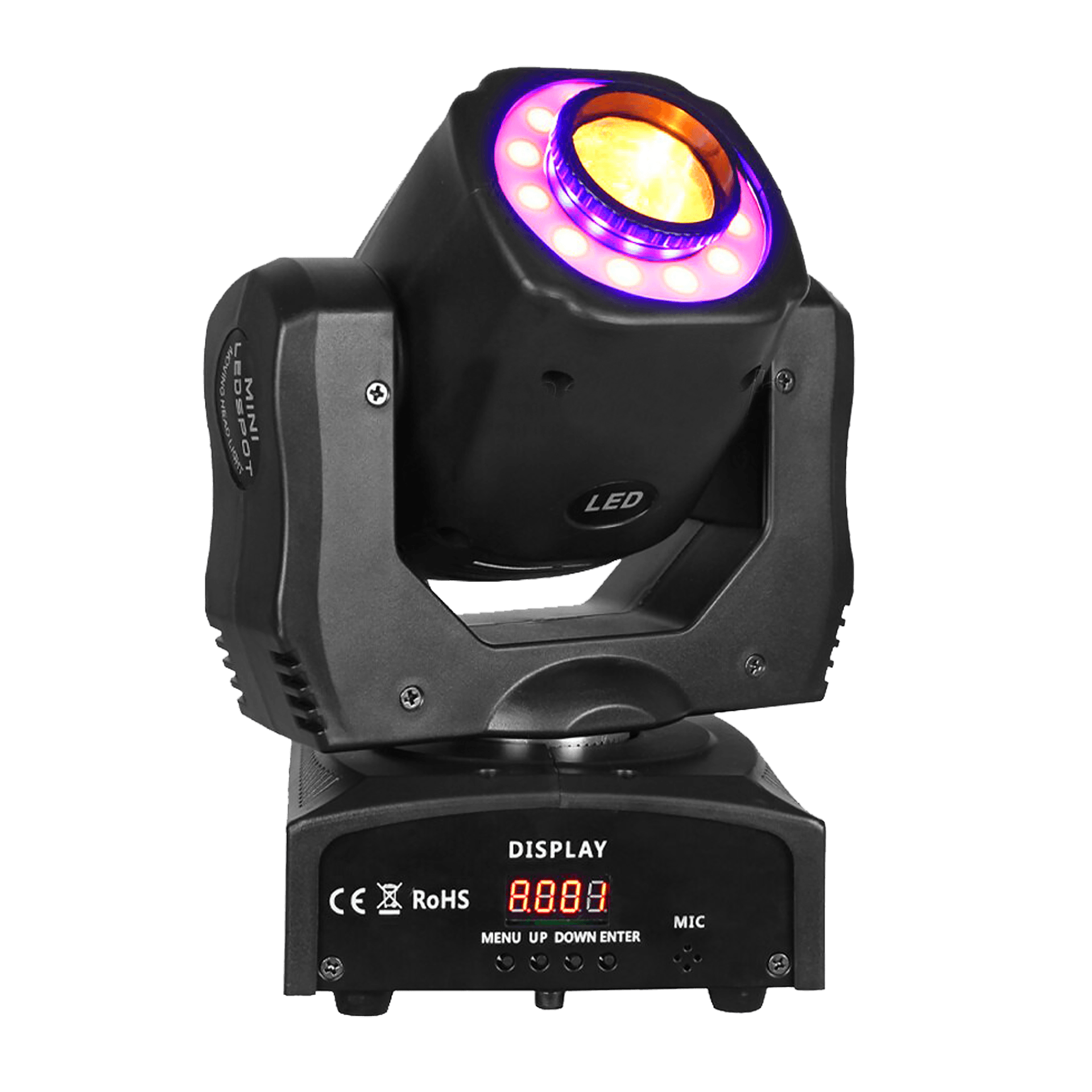 LUZ ROBOTICA CON RING LED, RGB, 7+1 GOBOS/12LED, 60W, EFECTO SPOT, 7+1 PATRONES, DMX-512 10/12CH - Miniatura 3