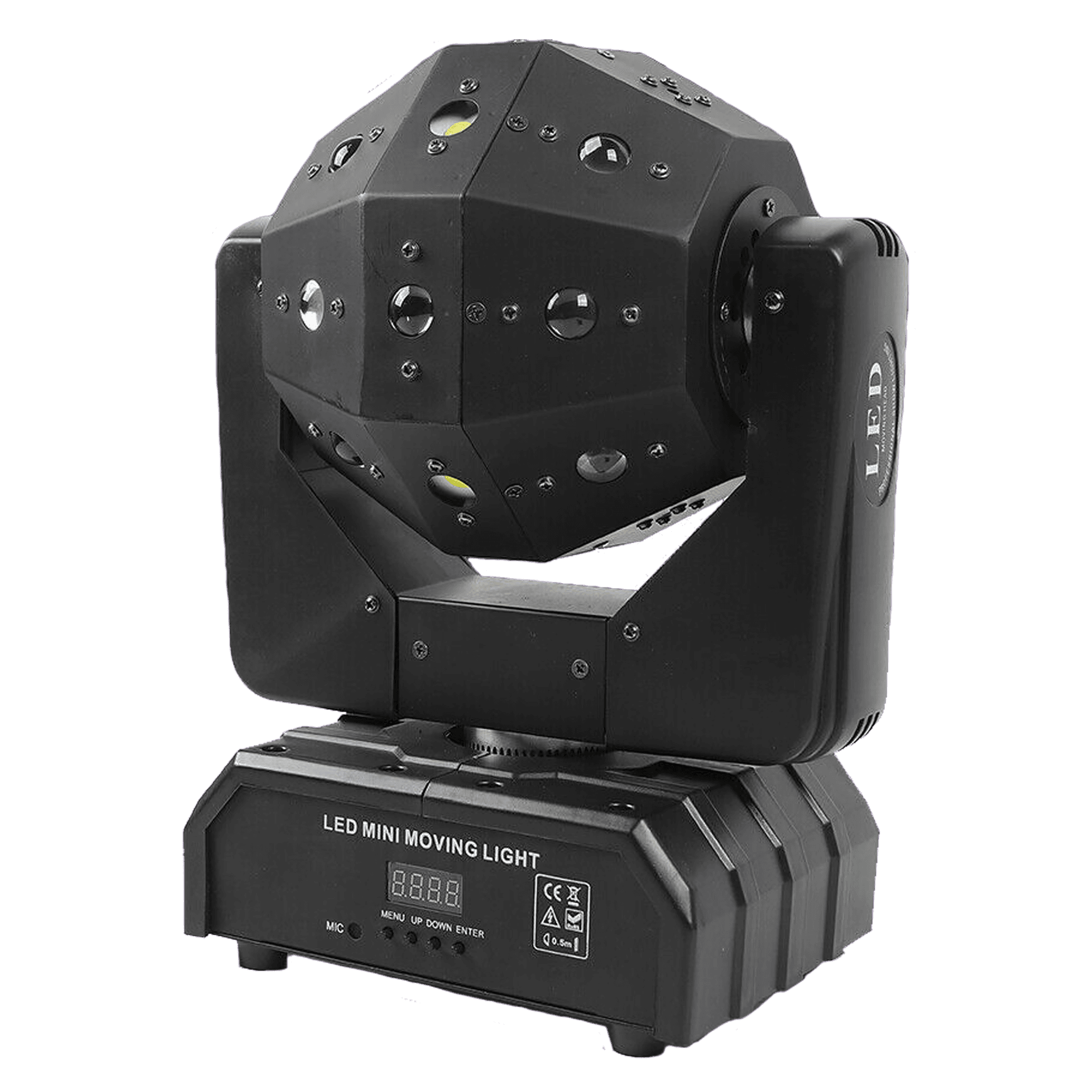 LUZ ROBOTICA HEXAGONAL CON LASERY FLASH, RGBW/RG/STROBO, 16LEDX3W/2X150MW/4X15W, DMX-512 - Miniatura 2