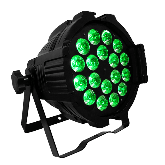 LUZ TACHO LED, RGBWA/UV, 18LEDX10W, DMX-512, 8/9CH