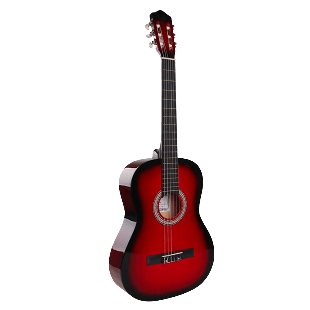 GUITARRA CLASICA 39", COLOR ROJO, INCLUYE BOLSO Y CUERDAS DE RESPUESTO