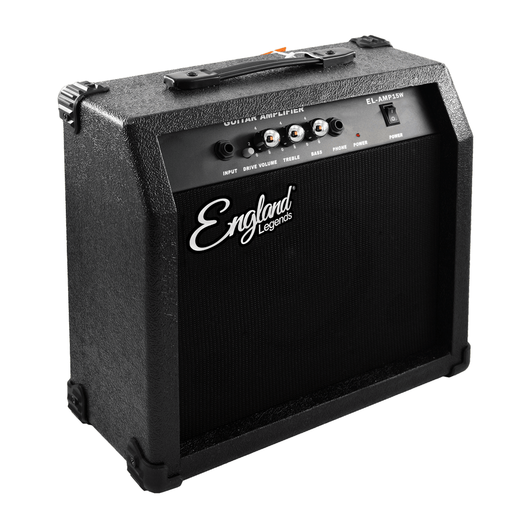 AMPLIFICADOR PARA GUITARRA ELECTRICA DE 15W, EQ BASS Y TREBLE, EFECTO DE DRIVE, ENTRADA JACK 6.3 MM, ENTRADA DE AUDIFONOS