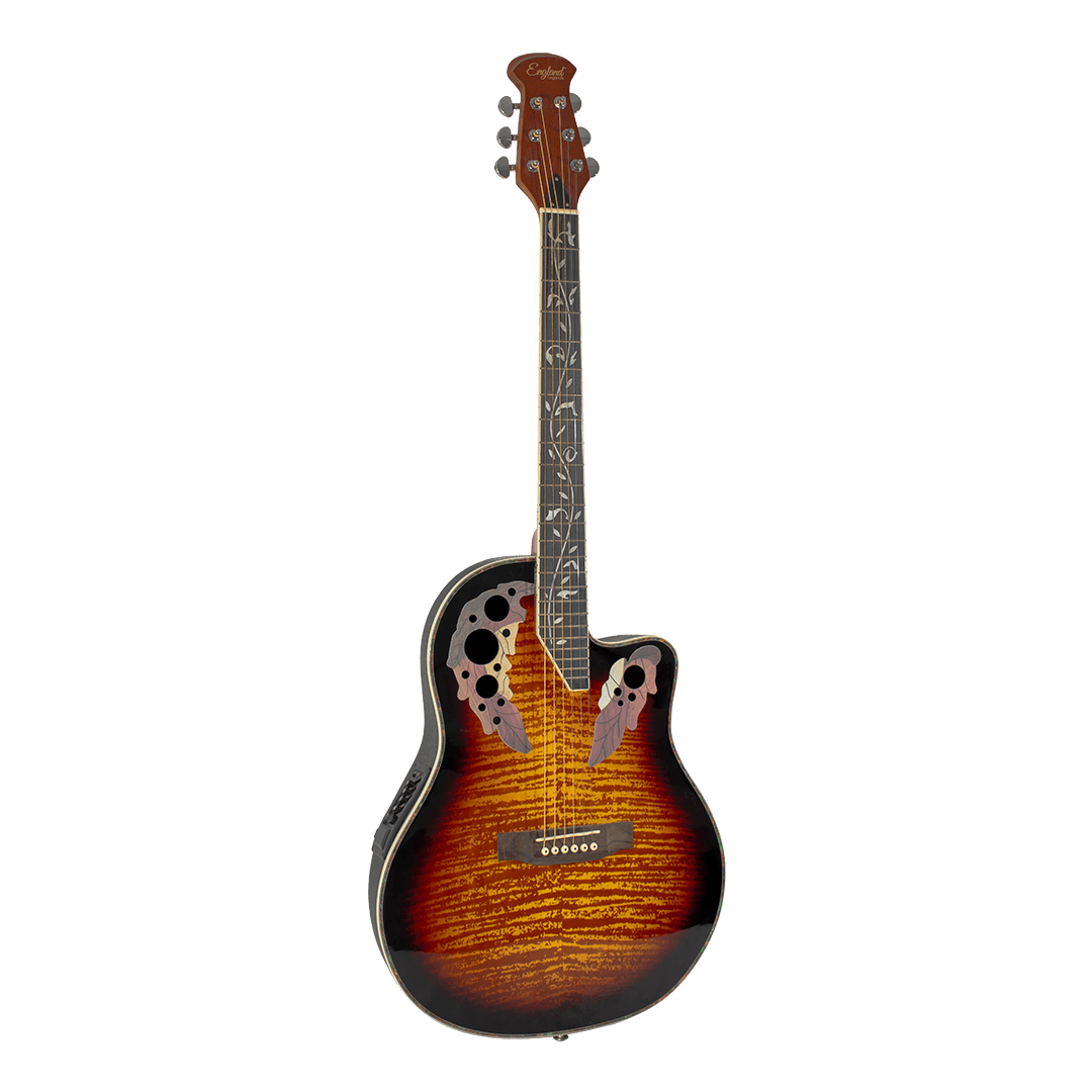 GUITARRA ELECTROACUSTCA 41", CUTAWAY, TIPO OVATION, COLOR SUNBURST,INCLUYE BOLSO, TAPA ABETO, FONDO PLASTICO ABS, DIAPASONMADERA TRATARDA - Miniatura 3