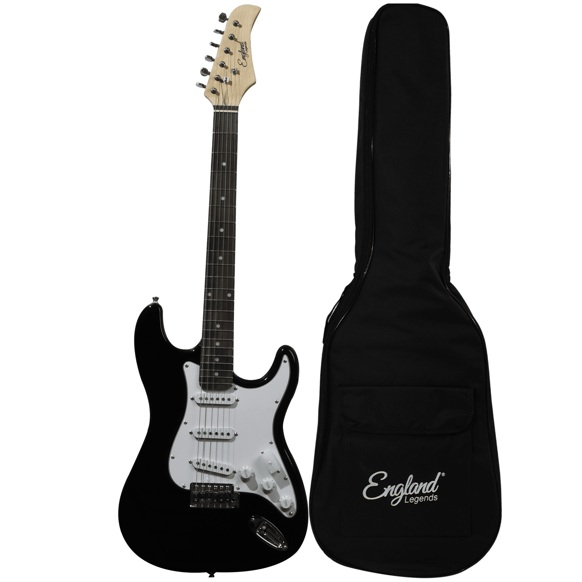 GUITARRA ELECTRICA TIPO STRATOCASTER COLOR NEGRO, INCLUYE CUERDAS DE RESPUESTO, CABLE, CORREA, AFINADOR, BOLSO, SOPORTE