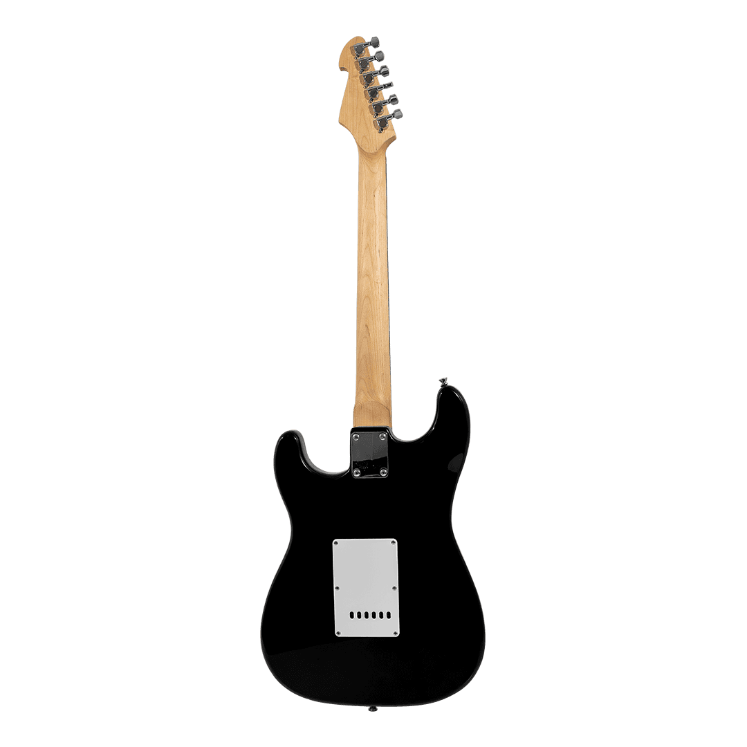 COMBO DE GUITARRA ELECTRICA TIPO STRATOCASTER COLOR NEGRO, INCLUYE AMPLIFICADOR DE 10W, CUERDAS DE RESPUESTO, CABLE, CORREA, AFINADOR, BOLSO, SOPORTE - Miniatura 3