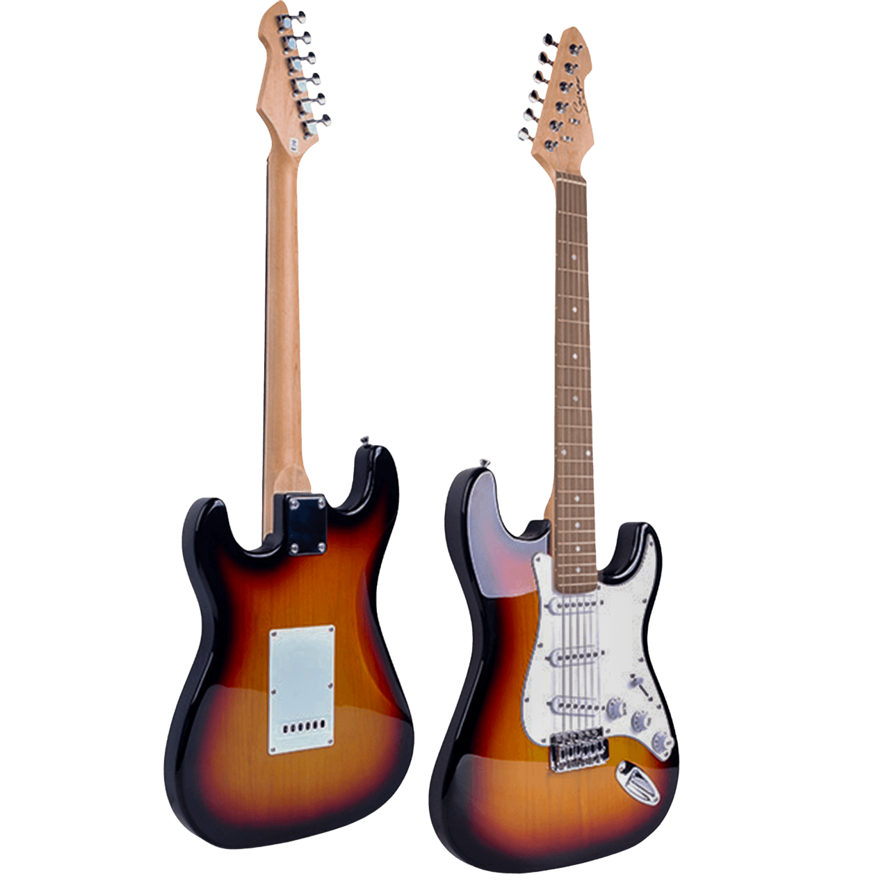 COMBO DE GUITARRA ELECTRICA TIPO STRATOCASTER COLOR AMARILLO, INCLUYE AMPLIFICADOR DE 10W, CUERDAS DE RESPUESTO, CABLE, CORREA, AFINADOR, BOLSO, SOPORTE - Miniatura 4