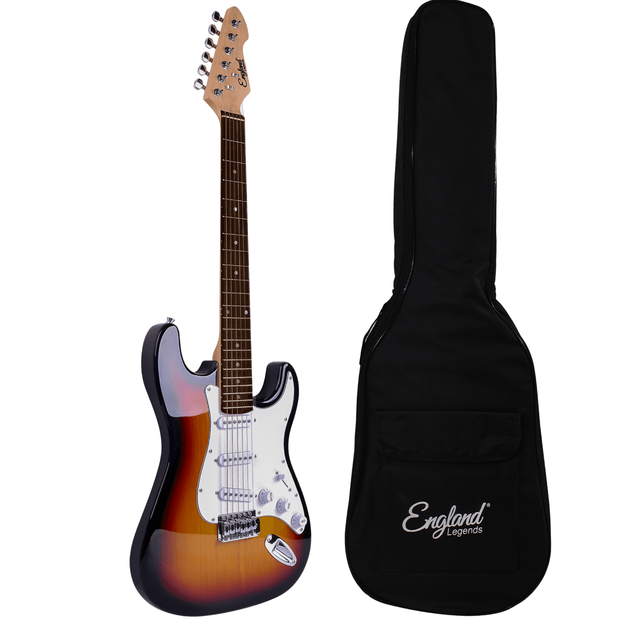 COMBO DE GUITARRA ELECTRICA TIPO STRATOCASTER COLOR AMARILLO, INCLUYE AMPLIFICADOR DE 10W, CUERDAS DE RESPUESTO, CABLE, CORREA, AFINADOR, BOLSO, SOPORTE - Miniatura 5