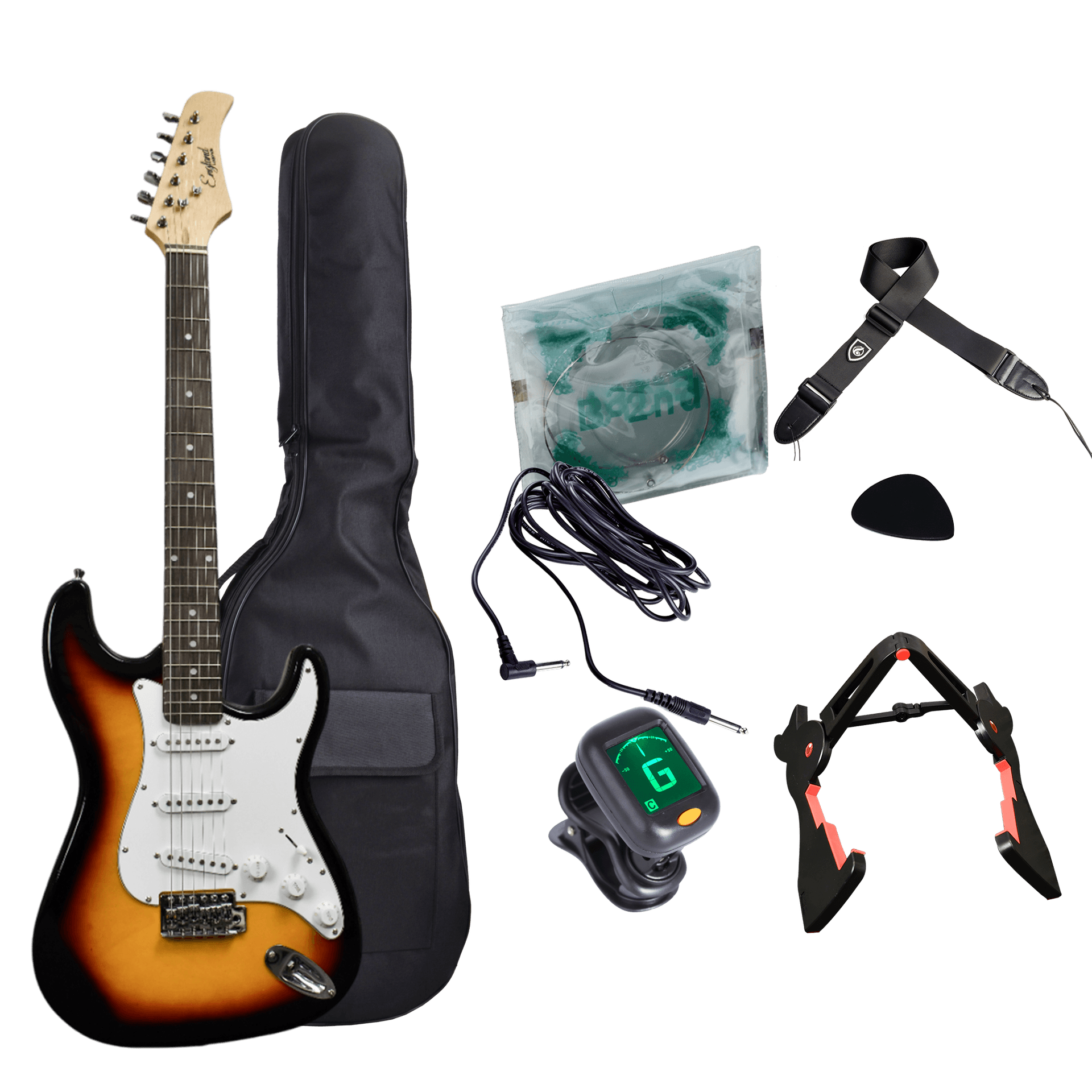 GUITARRA ELECTRICA TIPO TELECASTER COLOR AMARILLO, INCLUYE BOLSO, CUERDAS DE RESPUESTO,CABLE CON CONECTORES, CORREA, AFINADOR, SOPORTE