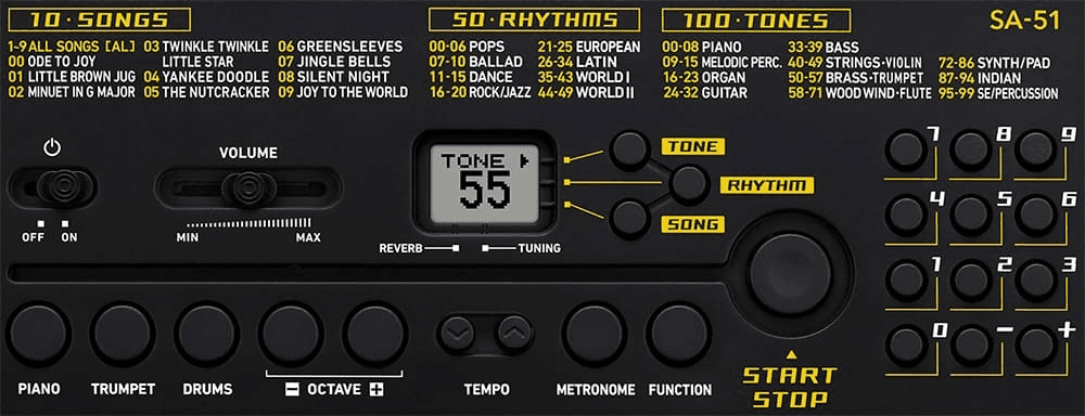 MINI TECL, 32 T, 100 TIMB, 50 RITM, 10 CANC, PANT LCD, COLOR NEGRO / BLANCO - Miniatura 4
