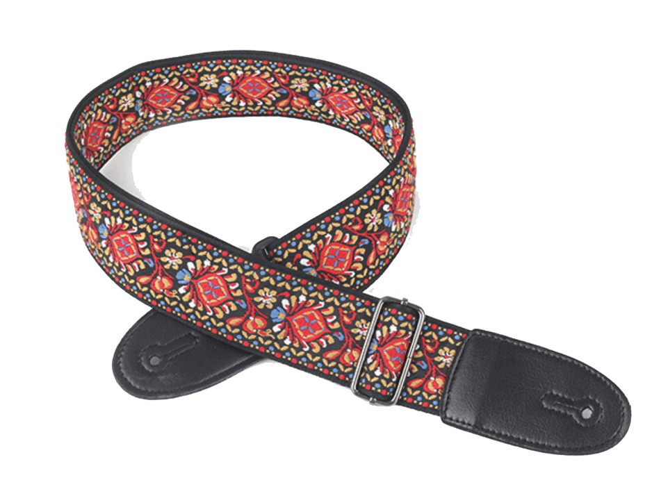 CORREA PARA GUITARRA O BAJO, DE ALGODÓN Y CUERO, EN COLOR ROJO BITRAL