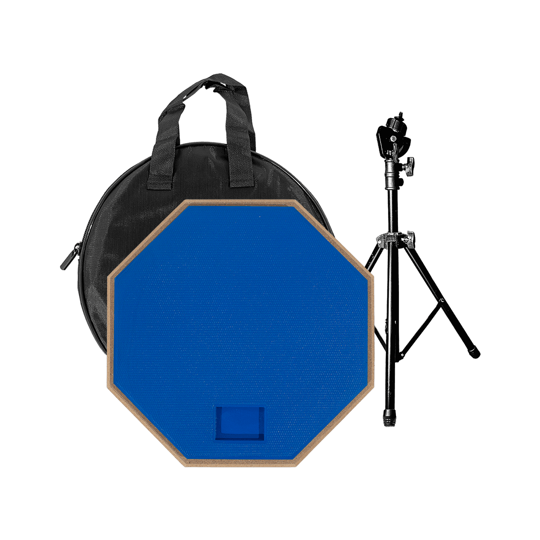SET DE PRACTICA PARA PERCUSION, PAD 8" COLOR AZUL, CAUCHO Y MADERA, INCLUYE BOLSO PARA PAD Y SOPORTE TRIPODE DE METAL COLOR NEGRO - Miniatura 6