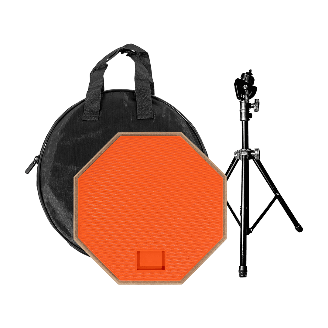 SET DE PRACTICA PARA PERCUSION, PAD 8" COLOR ROJO, CAUCHO Y MADERA, INCLUYE BOLSO PARA PAD Y SOPORTE TRIPODE DE METAL COLOR NEGRO - Miniatura 6