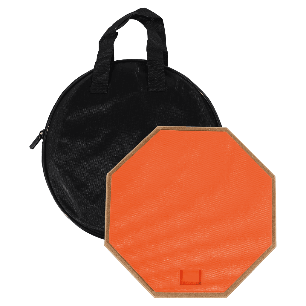 SET DE PRACTICA PARA PERCUSION, PAD 12" COLOR ROJO, CAUCHO Y MADERA, INCLUYE BOLSO PARA PAD Y SOPORTE TRIPODE DE METAL COLOR NEGRO