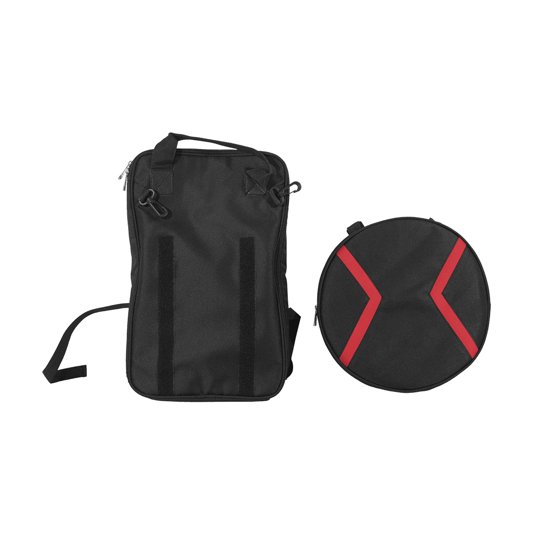 SET DE PRACTICA PARA PERCUSION, PAD 12" COLOR ROJO, CAUCHO Y MADERA, INCLUYE BOLSO PARA PALILLOS, BOLSO PARA PAD, SOPORTE TRIPODE DE METAL CROMADO - Miniatura 9