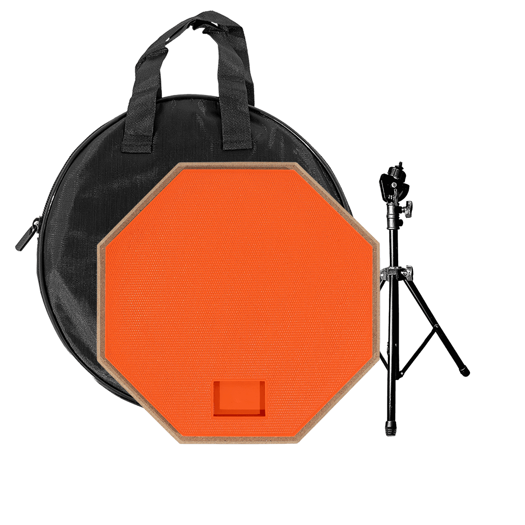 SET DE PRACTICA PARA PERCUSION, PAD 12" COLOR ROJO, CAUCHO Y MADERA, INCLUYE BOLSO PARA PAD Y SOPORTE TRIPODE DE METAL COLOR NEGRO - Miniatura 6