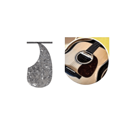 GOLPEADOR EN FORMA DE GOTA PARA GUITARRAS ACUSTICAS O ELECTROACUSTICAS, COLOR GRIS ANACARADO, MATERIAL NYLON ADHESIVO