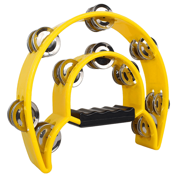 PANDERETA DOBLE LUNA, COLOR AMARILLA