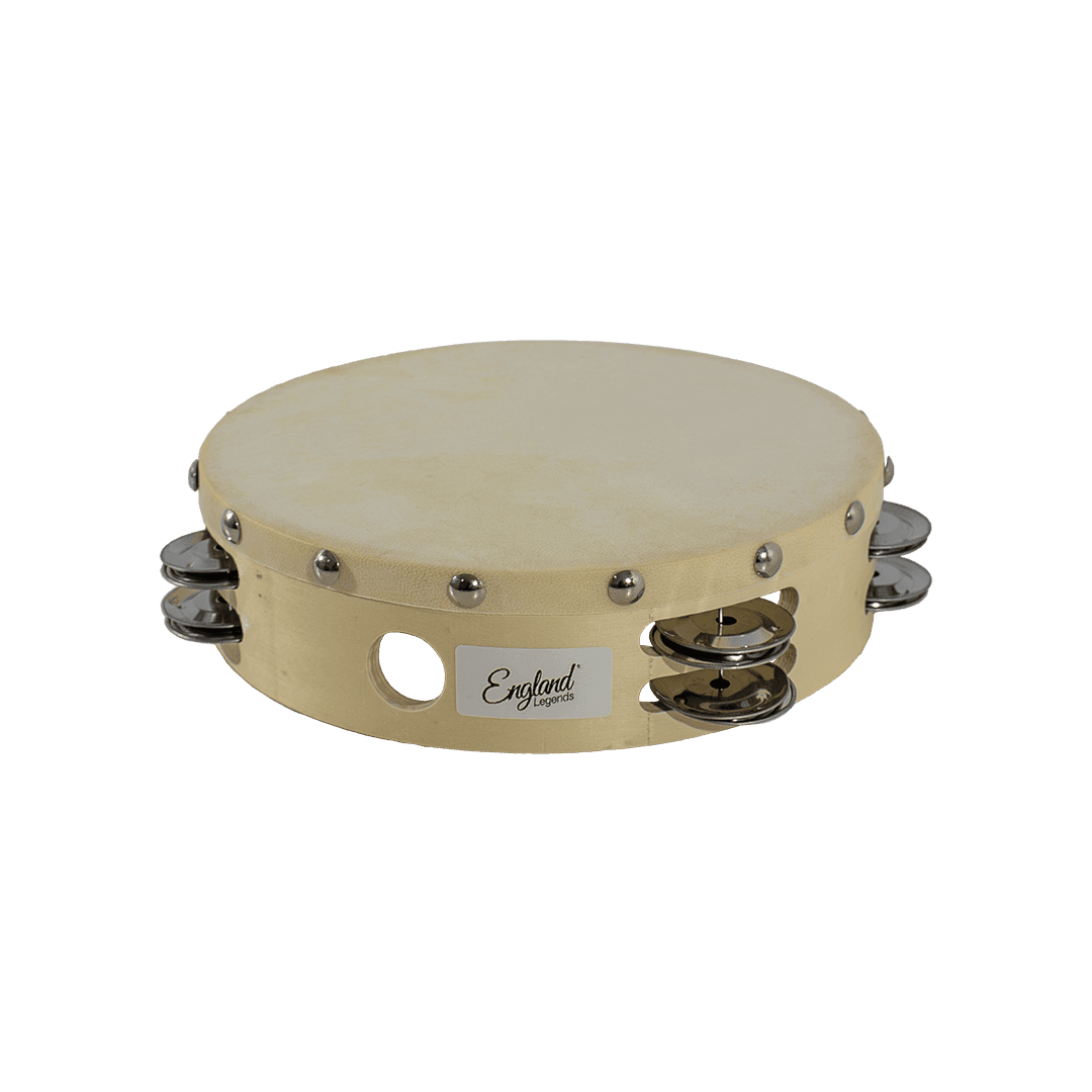 PANDERETA 8" REDONDA CON PARCHE, COLOR NATURAL, 12 PARES DE SONAJEROS DE LATON - Miniatura 4