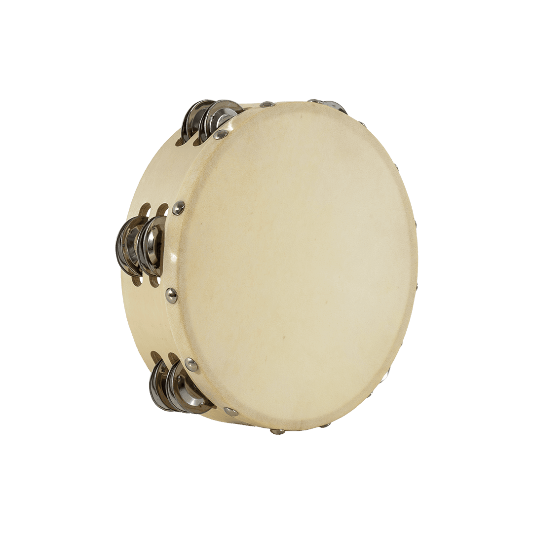 PANDERETA 8" REDONDA CON PARCHE, COLOR NATURAL, 12 PARES DE SONAJEROS DE LATON - Miniatura 5