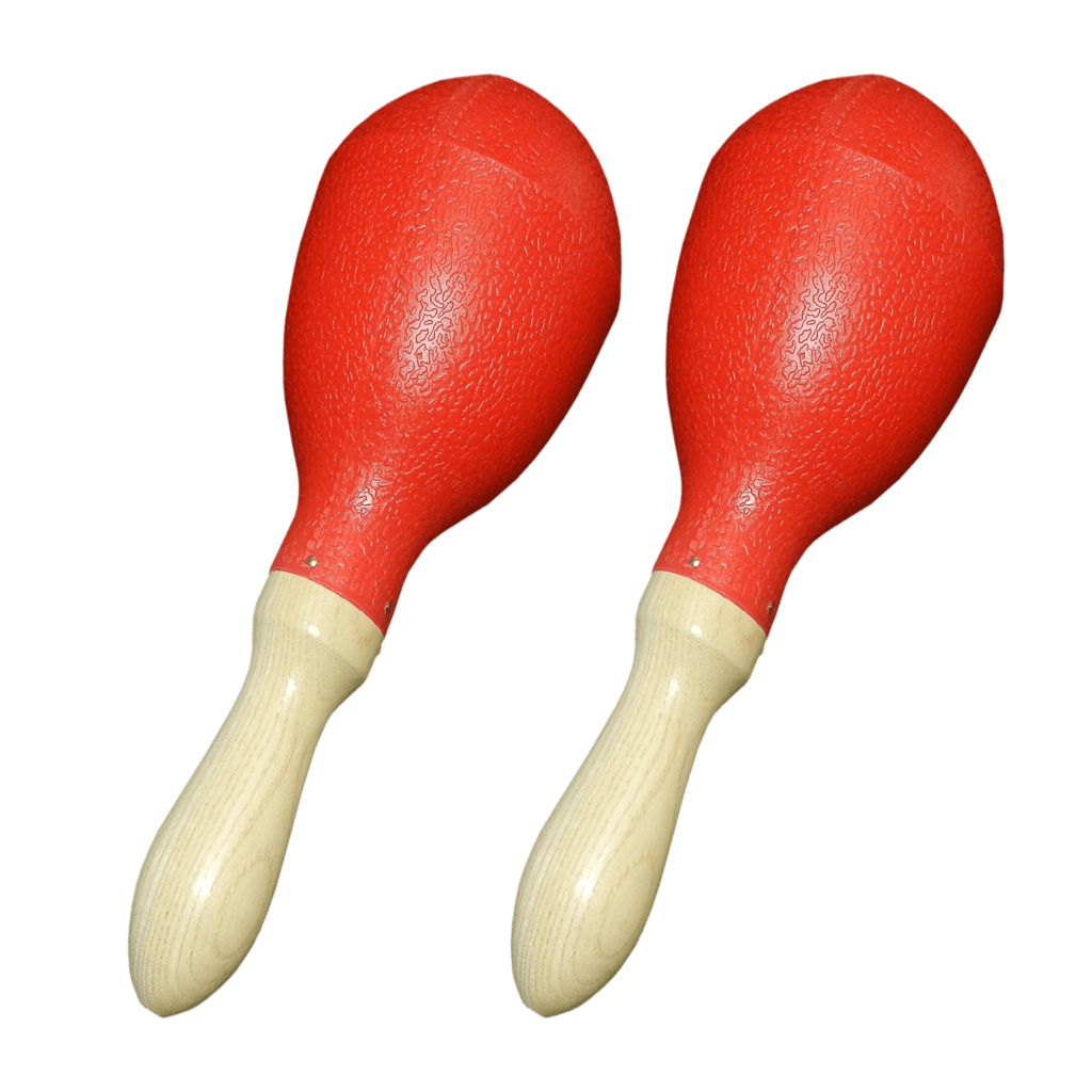 MARACAS PLASTICAS 10" DE LARGO, COLOR ROJO