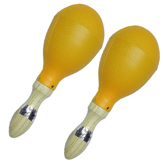 MARACAS PLASTICAS 10" DE LARGO, COLOR AMARILLO