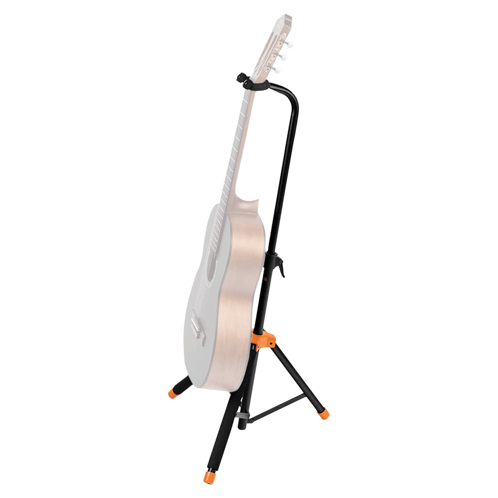 SOPORTE UNIVERSAL PARA GUITARRA, COLOR NEGRO Y NARANJA, YUGO AJUSTABLE DE ALTURA