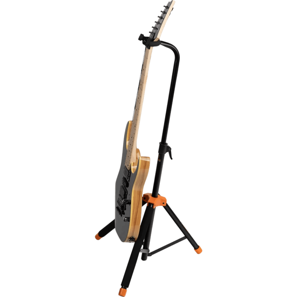 SOPORTE UNIVERSAL PARA GUITARRA, COLOR NEGRO Y NARANJA, YUGO AJUSTABLE DE ALTURA - Miniatura 9
