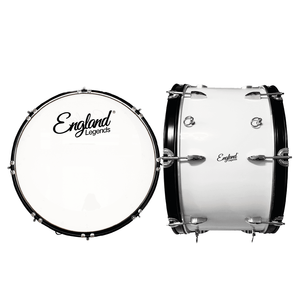 BOMBO PARA MARCHA DE 26", COLOR BLANCO, INCLUYE MAZO Y CORREA