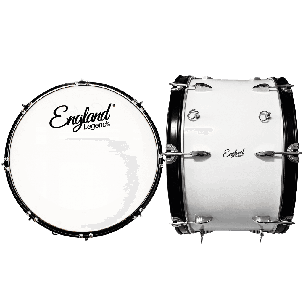 BOMBO PARA MARCHA DE 28", COLOR BLANCO, INCLUYE MAZO Y CORREA