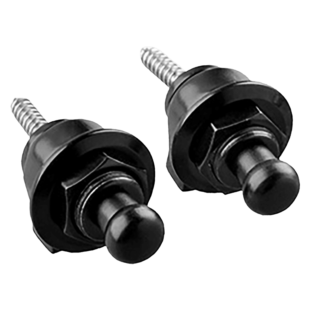 PAR DE SUJETADORES DE SEGURIDAD PARA CORREA DE GUITARRA O BAJO, DE METAL, COLOR NEGRO