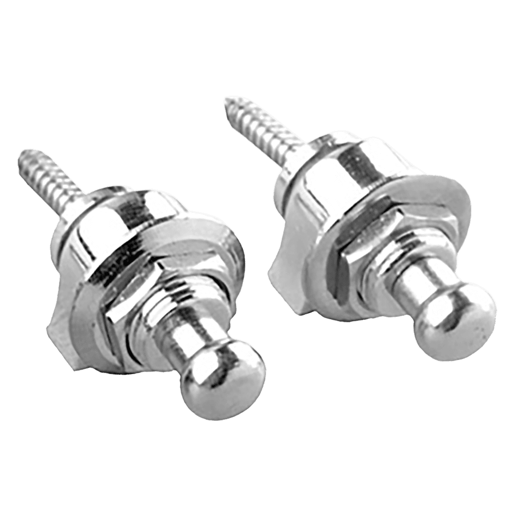 PAR DE SUJETADORES DE SEGURIDAD PARA CORREA DE GUITARRA O BAJO, DE METAL NIQUELADO